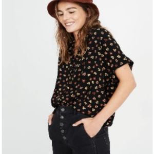 EUC Madewell Black Floral Central Shirt (XS)